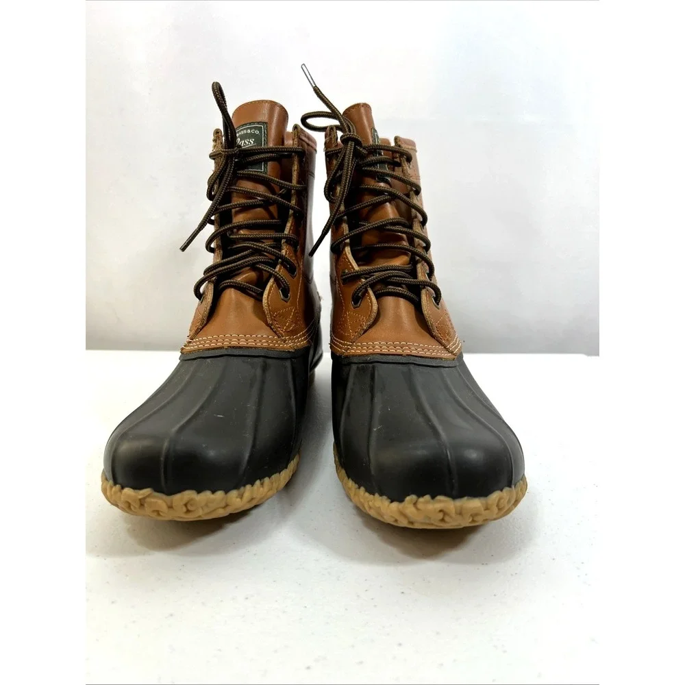 GH Bass & Co Men's Mallard Duck Rain Boot Waterproof Brown Leather Size 10
